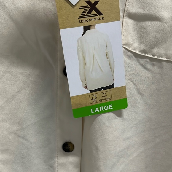 Zeroxposur size, large color, vanilla, sun protection, button-down top - Picture 9 of 13